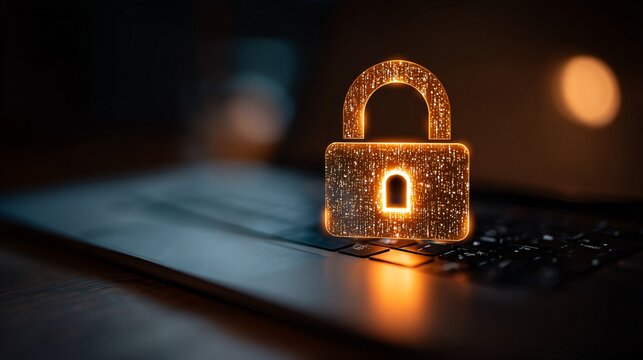 close-up illustration of a computer screen, showing a glowing, pixelated padlock icon overlaid on a website, symbolizing secure Browse and the use of encryption to protect personal data. The 
