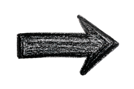 Chalk Arrow Right Pointer on Black Background