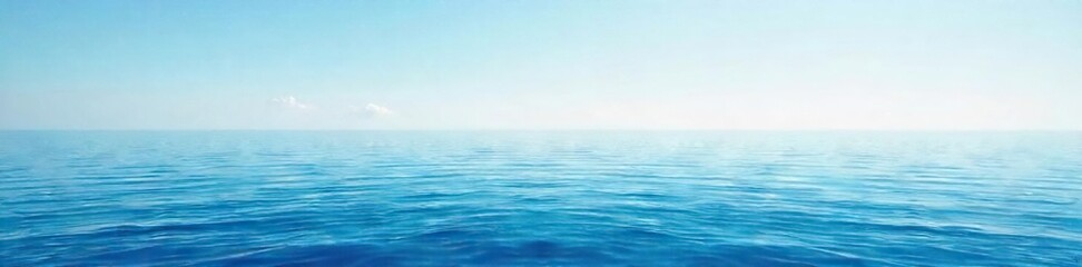 Obraz premium Endless expanse of calm ocean, a flat, serene seascape under a clear sky Perfect for travel, nature, and serenity themes Horizon stretches to the meeting point of water and sky , clear sky, summer