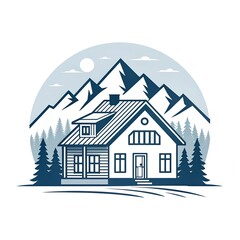 house in the snow Illustration