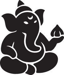Silhouette of Lord Ganesha holding a modak, perfect for festive, religious, and spiritual designs.