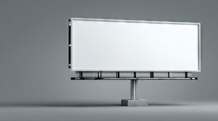 A large, blank billboard on a gray background,  rendered in a minimalist style, showcasing its rectangular shape and simple metal framework