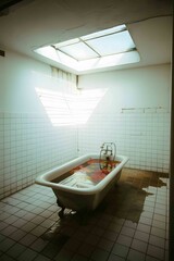 a serene bathtub filled with water under natural light