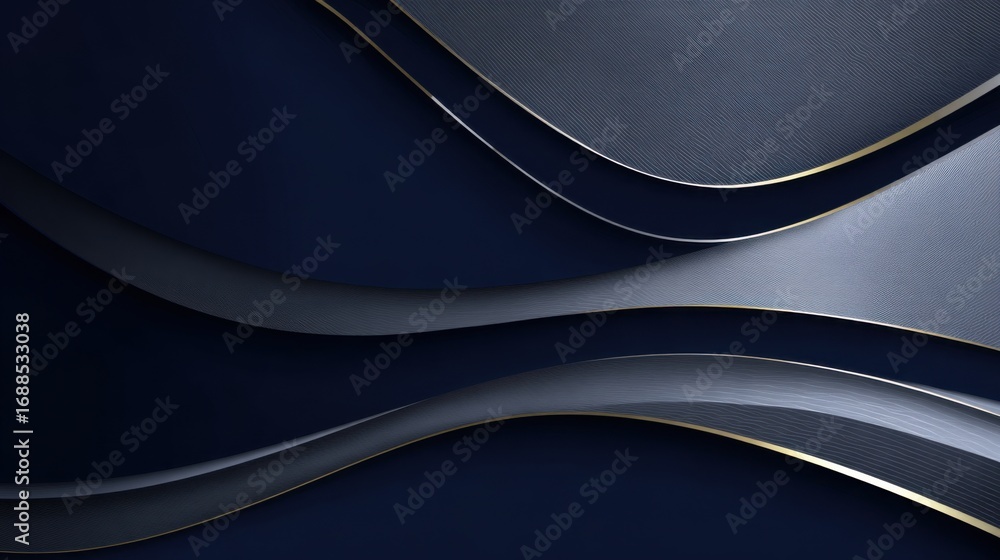Poster this artwork features a series of flowing waves in dark tones, highlighted by subtle gold lines that