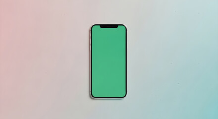 Smartphone Mockup Green Screen, Modern Device, Flat Lay, Minimalist Background