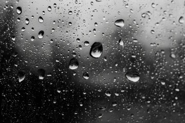 Raindrops on glass, monochrome view (1)