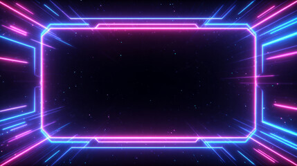 Glowing neon futuristic frames in blue and pink hues,cyberpunk designs