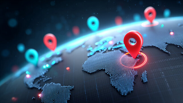 Global Network Map with Location Markers - Powered by Adobe