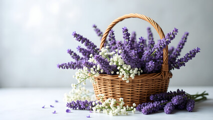 Flower in a basket with a white background
