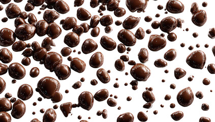 Obraz premium Floating Brown Chocolate Drops on Black Background
