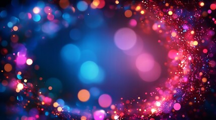 dynamic background featuring swirl of colorful Christmas lights moving in spiral pattern, creating abstract light show.