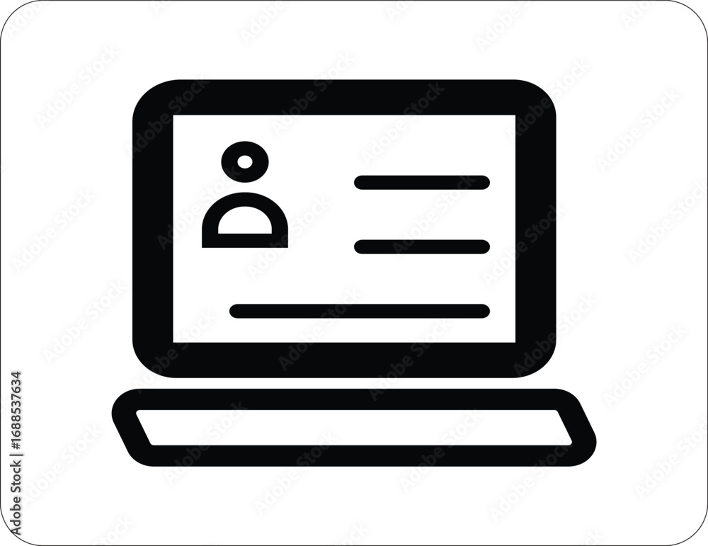 Fototapete a clean vector icon of a computer screen displaying an online profile or a user account. ideal for w