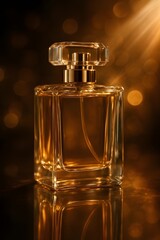 luxury perfume bottle with golden light effects