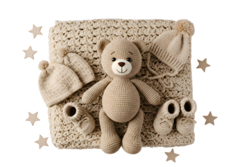 Knitted Baby Bear Gift Set: Perfect Newborn Outfit on white background