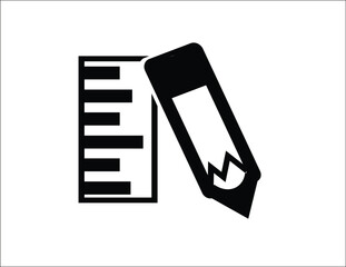 A clean vector icon depicting a pencil and a ruler. Ideal for educational platforms, school-related projects, and apps focused on design, planning, or measurement.
