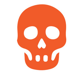 Fototapeta premium Simple orange skull graphic, minimalist design, symbolic representation of death.