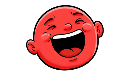 Happy Red Baby Face Cartoon Laughing Joyfully with Open Mouth and Blushing Cheeks