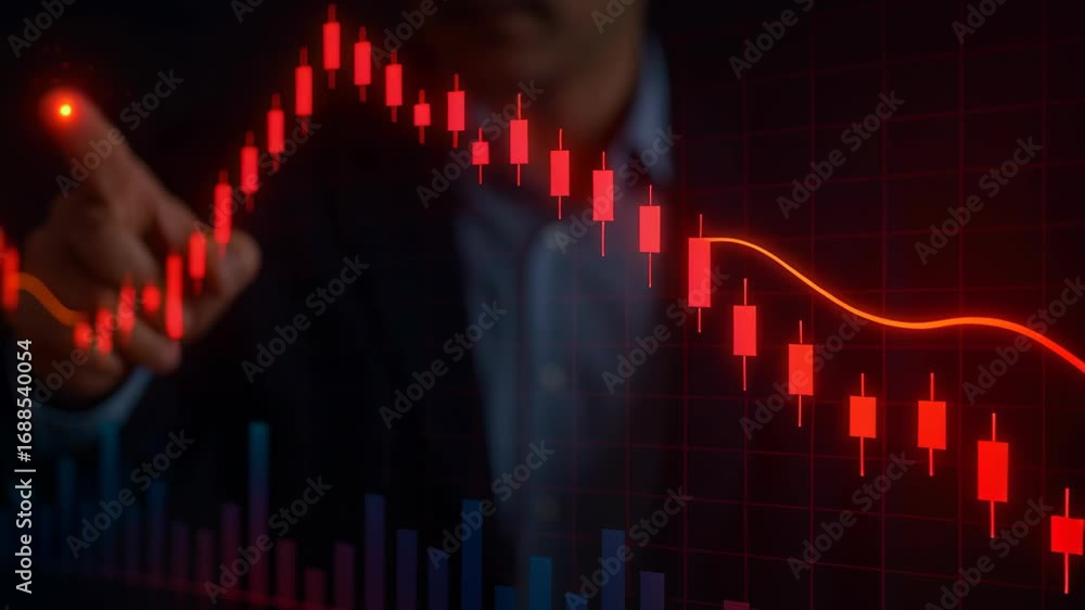 Poster analyzing global financial market trends through data visualization insights on stock performance an