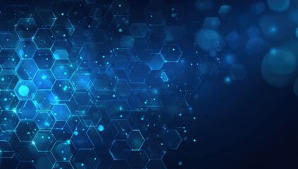 Abstract digital hexagon pattern with glowing light effects