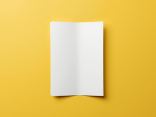 Folded A4 Paper Mockup on Yellow Background
