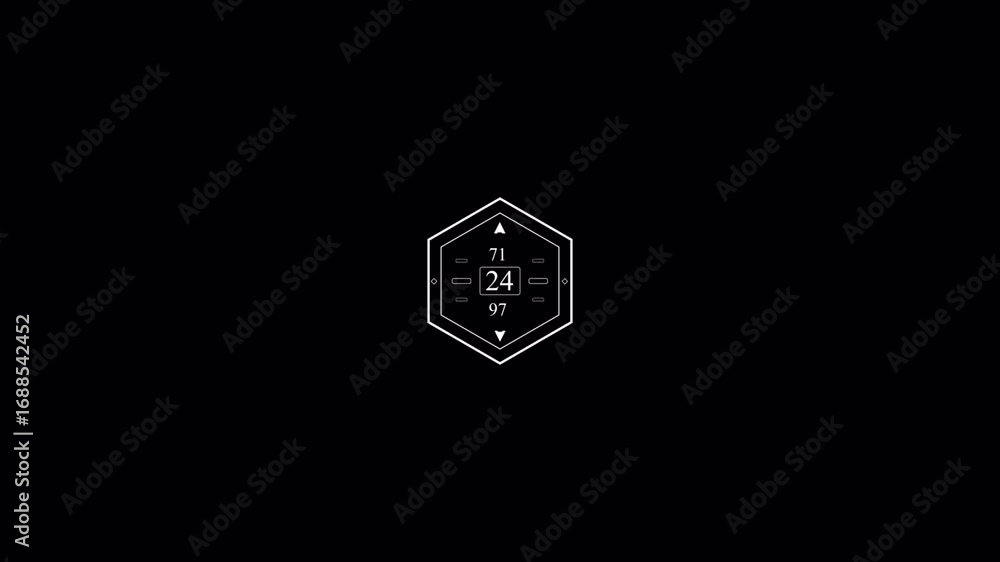 Poster minimalist hexagon hud element animation on black background