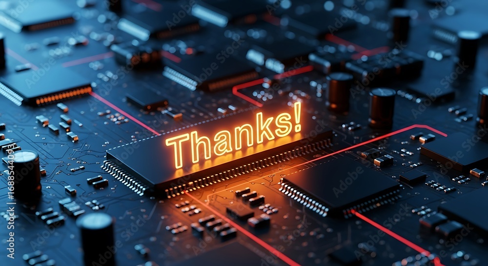 Poster thanks message circuit board technology microchip