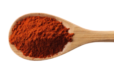 Red Spice Powder in Wooden Spoon