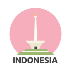 Fototapeta premium Jakarta Monas Flat Vector Design Illustration. National Monument of Indonesia the Landmark of Jakarta City. Monumen Nasional Jakarta&nbsp;Tugu&nbsp;Monas.
