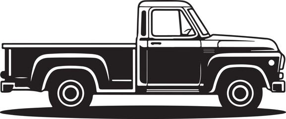 Classic Pickup Truck Vector Illustration Vintage Style Vehicle Silhouette for Transport