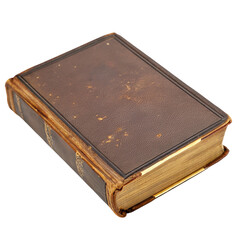 Antique leather-bound book with worn brown cover for vintage collections and historical interest