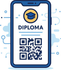 QR code diploma system Illustration