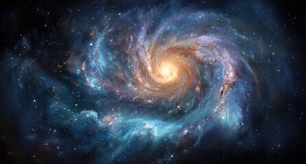 Spiral galaxy swirling in deep space