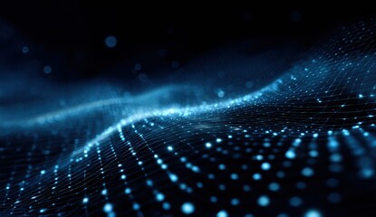 Abstract digital wave of interconnected points