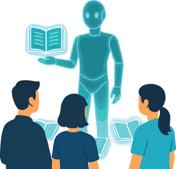AI hologram replacing textbooks Illustration