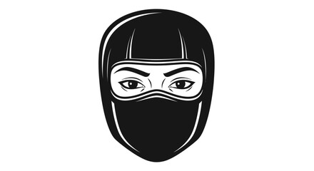 Black Balaclava Mask with Visible Eyes, Monochrome Illustration.