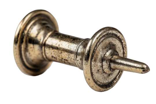 Antique brass bobbin with a pointed tip