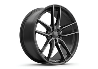 Obraz premium Black and silver multi-spoke alloy wheel on isolated transparent background