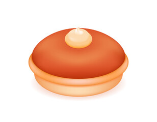 An illustration of a pie and cream topping. Delicious food. Thanksgiving food, friendsgiving. 3D style design. White background.