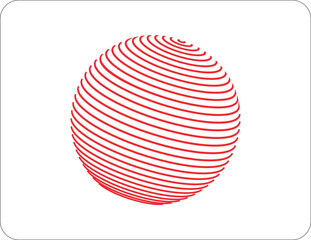 A vibrant vector illustration of an abstract sphere composed of red concentric lines. Perfect for modern websites, apps, and presentations focused on technology, data, and global communication.
