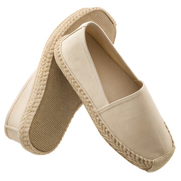 Natural linen espadrille slip on shoes isolated on a transparent background espadrilles