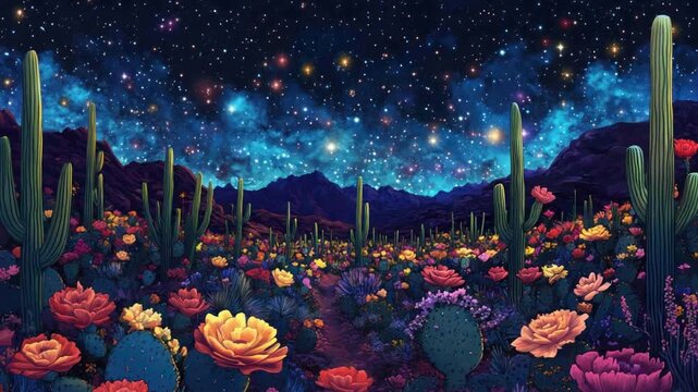 Desert flowers under stars