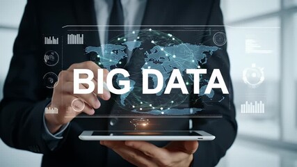 Businessman Analyzing Big Data on Tablet - Powered by Adobe