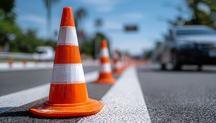 Orange and White Traffic Cones for Construction and Safety