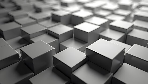 Fototapeta Abstract geometric 3D cubes in monochrome pattern