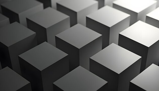 Fototapeta Abstract geometric 3D cubes in monochrome pattern