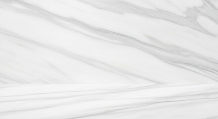 Obraz premium A clean, minimalist studio background with a white marble texture, featuring diagonal gray veining on both the wall and floor.