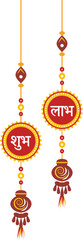Hanging Festive Diwali Toran With Subh Labh Illustration