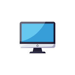 Sleek desktop computer monitor with blue screen ready for content and innovation. flat vector illustration