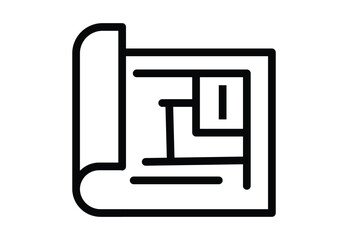 Architectural Blueprint of Building Design with Plan Elements