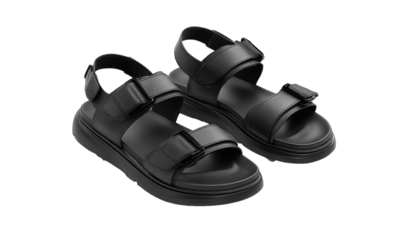 Black platform sandals with adjustable straps